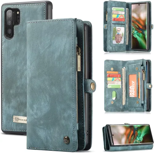 Vista 8 de Funda para Samsung Galaxy Note 10 Plus, funda de cuero con cremallera, funda magnética desmontable con ranuras para tarjetas de crédito, soporte