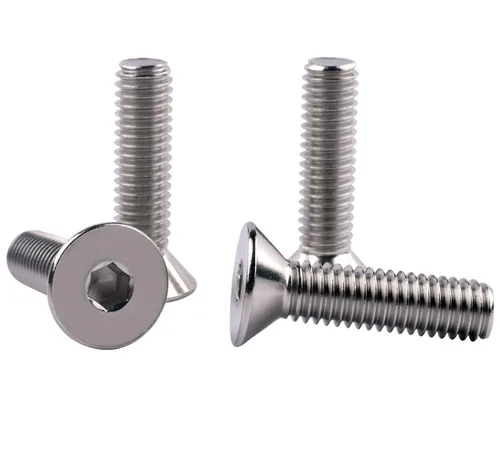 Vista 2 de Tornillos avellanados de cabeza plana de 1/4-20 x 1-1/2", pernos de casquillo hexagonal, acero inoxidable 304 18-8, rosca de máquina completa