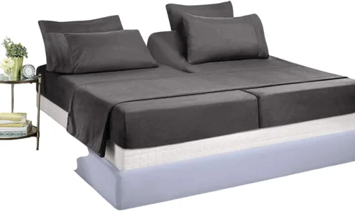 Vista 27 de Juego de sábanas divididas de 5 piezas de 800 hilos para cama ajustable (2 piezas, 1 sábana plana y 2 fundas de almohada) 100% algodón egipcio