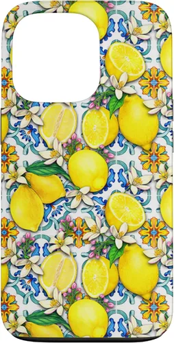 Vista 10 de Citrus Fruit Lemons Blue Tile Gardencore Farmcore Pattern Case for iPhone 17