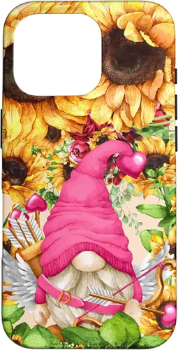 Vista 20 de Valentines Gnome in Cupid Costume for Women with Sunflower Case for iPhone 17