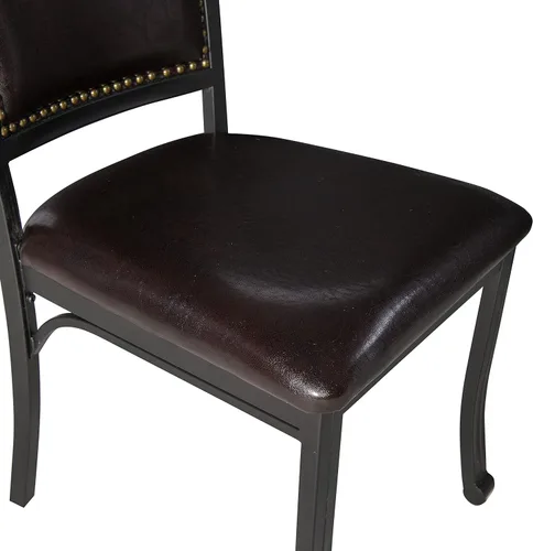 Vista 13 de Powell Furniture Franklin - Juego de 2 sillas de comedor de metal y piel sintética con clavos acentuados en madera, color marrón oscuro