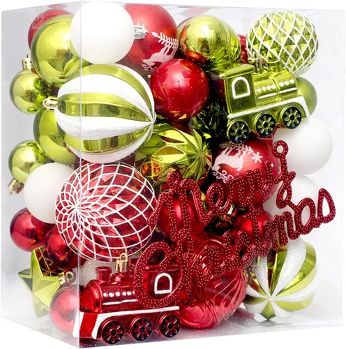 Vista 14 de MOJUN 50 adornos de bolas de Navidad para árbol de Navidad, bolas pequeñas de Navidad de plástico inastillables, juego de adornos de bolas colgantes