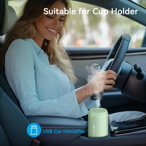 Vista 7 de Mini humidificador portátil, humidificador pequeño de niebla fría de 11.8 fl oz para plantas, humidificador de escritorio personal USB para Verde