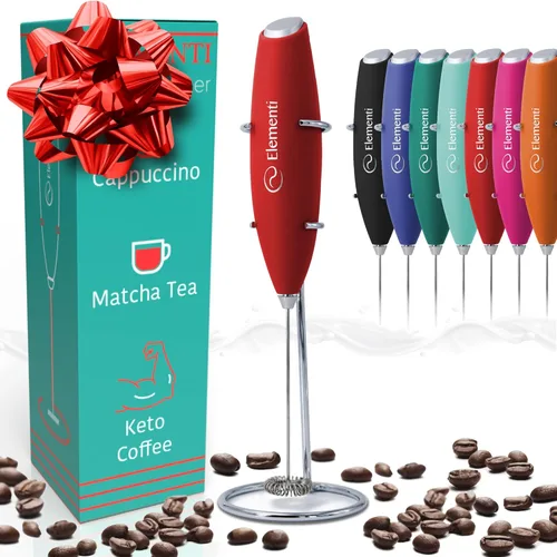 Vista 13 de Espumador Elementi de leche con soporte, motor de esfuerzo de torsión más potente, para hacer cappuccinos, lattes y café a prueba de balas, Negro