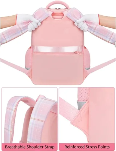 Vista 9 de Mochila Kawaii con 23 piezas de accesorios de anime de dibujos animados antirrobo estética de viaje nuevo semestre bolsa de regalos, Azul, Mediana