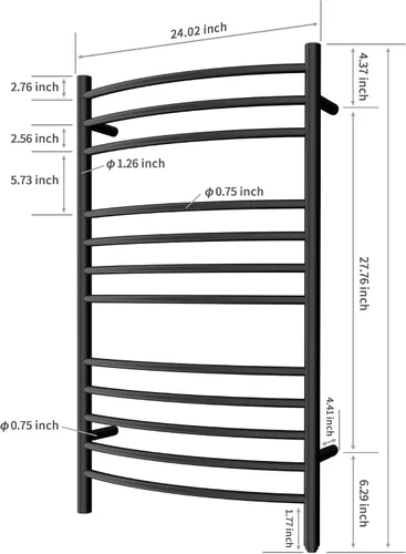 Vista 5 de HEATGENE - Calentador de toallas de montaje en pared, enchufe/cableado eléctrico, estante de toallas calentado, 4 soportes, negro mate