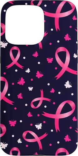 Vista 31 de Funda de soporte para iPhone 17 de mujeres de concientización sobre el cáncer de mama con patrón de cinta rosa