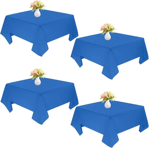 Vista 9 de Paquete de 4 manteles cuadrados de mesa de 52 x 52 pulgadas, mantel negro lavable a máquina, tela de poliéster, cubierta de mesa para comedor