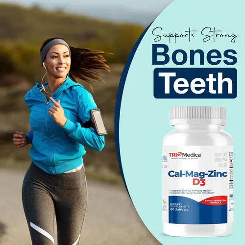 Vista 4 de Cal-Mag-Zinc D3 Suplemento dietético (calcio, magnesio, zinc y vitamina D3) Apoyo inmunológico, huesos y dientes Sin OMG Vegano Sin gluten
