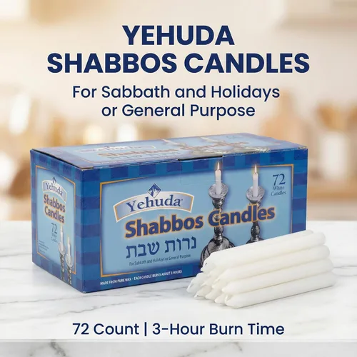 Vista 2 de Yehuda Velas Sabáticas Blancas de 3 Horas, 72