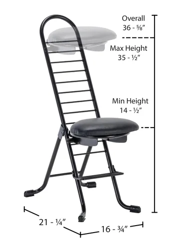 Vista 3 de Vestil CPRO-600S Sillas ergonómicas de trabajo de altura de acero de 14.25 pulgadas a 35.5 pulgadas. 220 libras de capacidad, color negro
