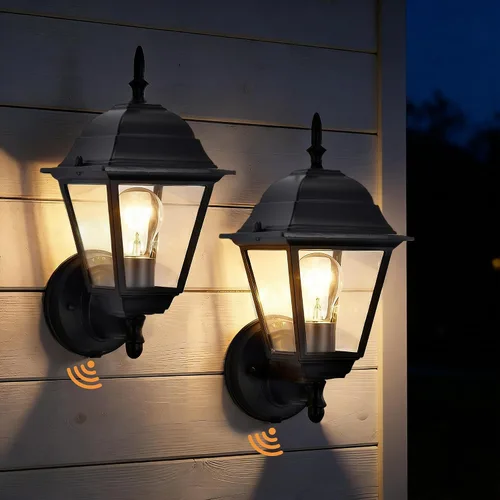 Vista 12 de Faroles de pared para exteriores, paquete de 2 luces blancas impermeables para porche, con vidrio transparente, aplique de aluminio resistente a
