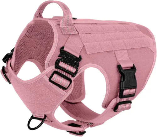 Vista 8 de ICEFANG - Arnés táctico para perros, talla S, con 2 hebillas de metal, chaleco para transportar carga, ligero y modular (MOLLE) con mango, clip