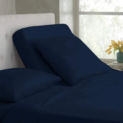 Vista 15 de Base de cama ajustable – Juego de sábanas de cabeza dividida superior tamaño Queen – Sábanas de 100% algodón egipcio sólido color azul aguamarina