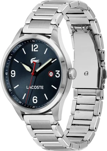 Vista 2 de Lacoste Traveler - Reloj casual de cuarzo para hombre, acero inoxidable y pulsera, color plateado (modelo 2011108), plateado, 2011108 - VIAJERO