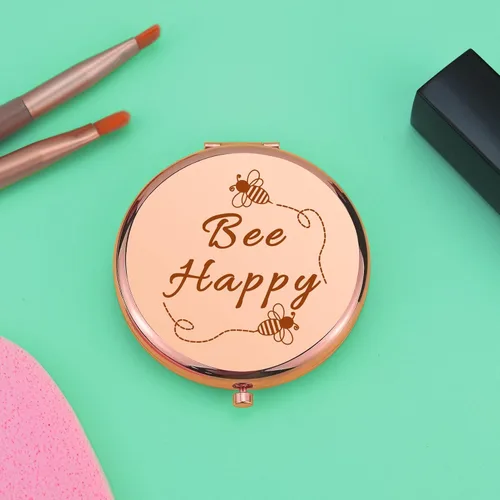 Vista 5 de Regalo de abeja para mujeres, regalos para amantes de las abejas de la miel, regalos para niñas, regalos inspiradores, espejo de maquillaje compacto