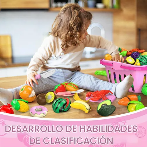Vista 3 de Juego de comida de corte de 94 piezas para cocina infantil, juego