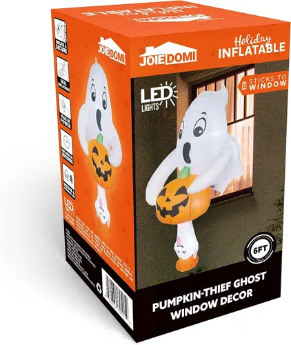 Vista 7 de Joiedomi Fantasma y calabaza inflables de Halloween de 6 pies, decoración de ventana inflable para exteriores con luces LED, bonita decoración