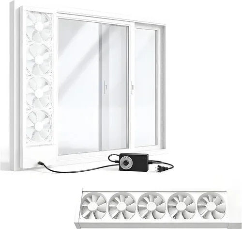 Vista 9 de Ventilador de escape vertical para ventanas corredizas, ventilador retráctil reversible de flujo de aire para ventana del hogar con control de Negro