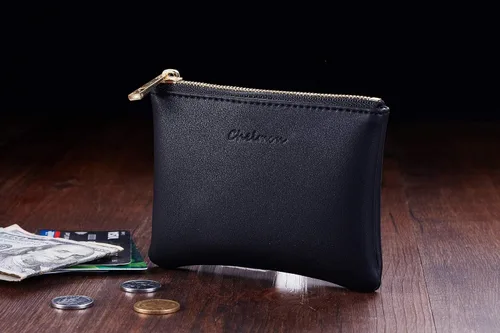 Vista 6 de Chelmon - Monedero de piel auténtica con zíper para hombre y mujer