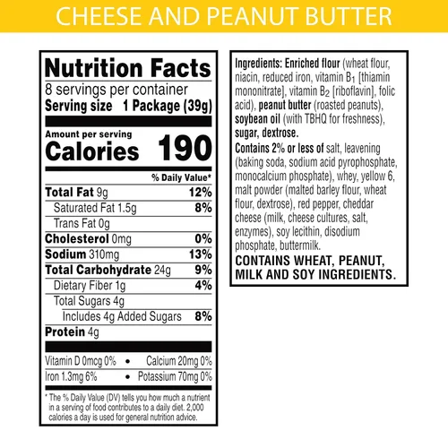 Vista 2 de Keebler Galletas sándwich de queso y mantequilla de maní, una sola porción, paquetes de 1.38 onzas, 8 unidades (paquete de 6)