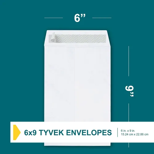 Vista 3 de Tyvek Sobres de 6 x 9 pulgadas – Fuerte y ligero Profesional Envío Sobre de Envío a prueba de rasgaduras Fácil Cierre Autosellado – Sobres de correo