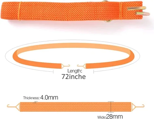Vista 5 de Cuerda elástica plana, cuerda elástica de 60 pulgadas naranja resistente con ganchos
