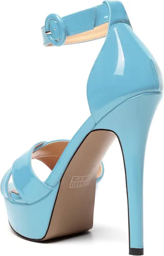 Vista 133 de MODENCOCO Sandalias de boda con correa de tobillo sexy para mujer, con plataforma y puntera abierta, tacón de aguja y tacón alto, zapatos de vestir