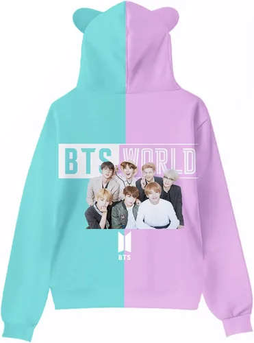 Vista 2 de BIDSNUAS Sudadera con capucha con estampado 3D con orejas de gato sudadera con cordón para mujer regalos unisex para el día de San Valentín