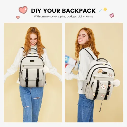 Vista 6 de LOVEVOOK - Mochila de regreso a clases para adolescentes, mochila escolar para niñas de 14 a 16 años, linda mochila para estudiantes, bolsa de viaje