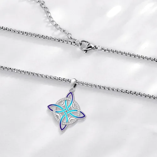 Vista 139 de Collar de pentagrama de plata de ley con triple luna, diosa celta, nudo celta, nudo de brujas, Ankh, sol y luna, Hécate, lilith, Santa Muerte