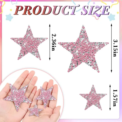 Vista 2 de 12 parches de estrellas para planchar con diamantes de imitación, apliques adhesivos de diamantes de imitación con pegamento caliente, estrellas