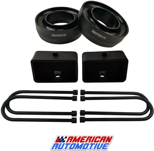 Vista 13 de Compatible con Ram 2500 3500 2003-2011 Kit de elevación completa 2WD 2.5 pulgadas Billet Espaciadores de resorte delantero + Bloques traseros de 1.5