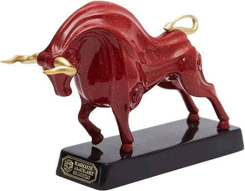 Vista 11 de HAUCOZE Wall Street - Estatua de toro de animal, figura de la suerte, regalo moderno para decoración del hogar, arte para sala de estar, poliresina