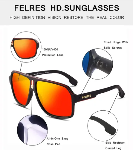 Vista 3 de FELRES Gafas de sol clásicas de aviador para hombre para conducción al aire libre deportes ciclismo polarizadas F103