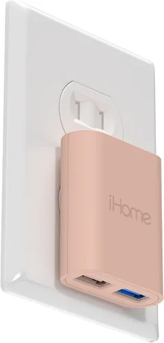 Vista 19 de iHome Cargador de pared USB delgado de 2 puertos, adaptador plano del enchufe del viaje del multipuerto Dual USB-A ports, 2.4A Rapid Charge