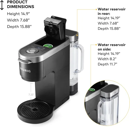 Vista 4 de Keurig K-Duo Plus - Cafetera de una sola porción y jarra, depósito extraíble multiposición de 60 onzas, jarra de preparación automática programable