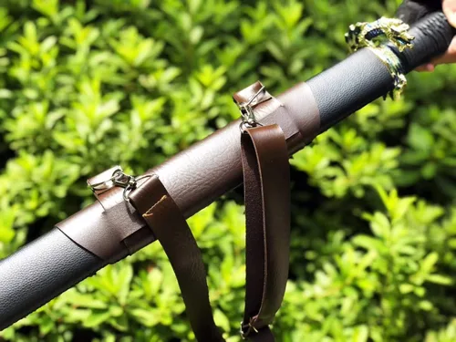 Vista 9 de Loong Saber (hoja de acero de alto carbono forjada, accesorios de aleación) cortar el árbol, espada china