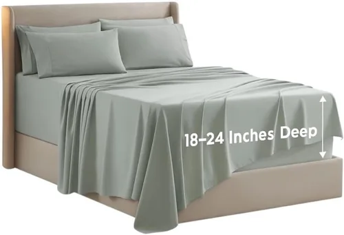 Vista 38 de Nestl - Juego de sábanas de bolsillo extraprofundo y de microfibra suave, 7 piezas, sábanas y fundas de almohada resistentes a la decoloración
