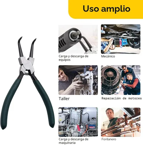 Vista 7 de Juego de alicates de anillo a presión, 2 piezas de 7" de alicates internos/externos con mandíbula doblada, kit de alicates de precisión de carga