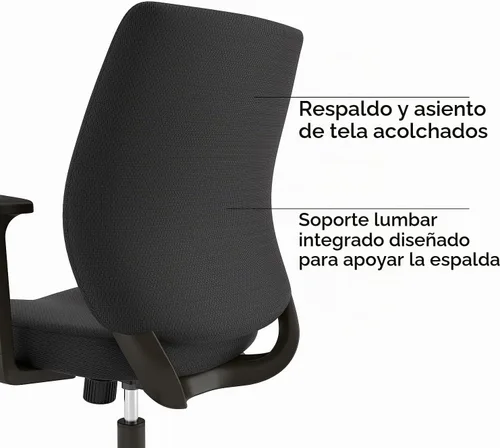 Vista 4 de Staples - Silla ergonómica para tareas, tela, color negro, base giratoria