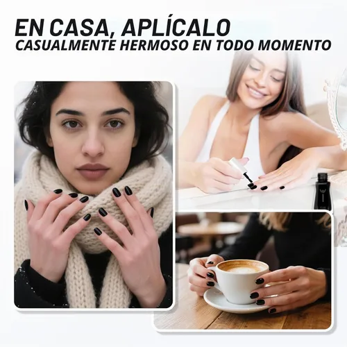 Vista 6 de Esmalte de uñas negro, esmalte de uñas de secado rápido, sin rayas, esmalte de uñas de larga duración para uñas de boda de otoño, manicura acogedora