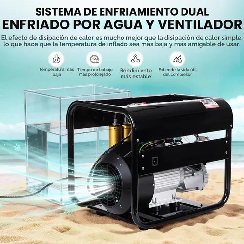 Vista 7 de TUXING Compresor de aire PCP de 4500 psi, filtro separador de agua y aceite de filtración de dos etapas, versión de parada automática, compresor