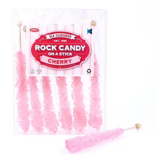 Vista 19 de Palitos de caramelo de roca extragrandes: 12 paletas de cereza rosa – envueltas individualmente – Palitos de caramelo de roca de cristal