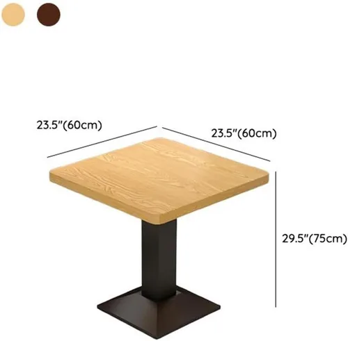 Vista 3 de Mesa de comedor simplista de cacao/acabado natural cuadrada/rectangular de madera con mecanismo fijo para restaurante, té con leche, postre Nogal