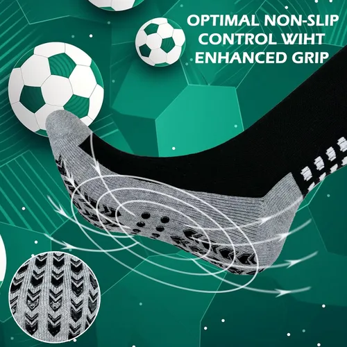 Vista 5 de Vegove Calcetines de fútbol acolchados para hombre con agarre antideslizantes calcetines deportivos hasta la rodilla base de compresión de fútbol