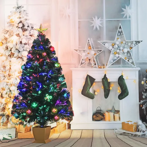 Vista 3 de 3ft Green Fiber Optic Christmas Tree,Prelit Artificial Tabletop mini Christmas Tree,Star,Butterfly and Ball Ornaments for Best Holiday Home