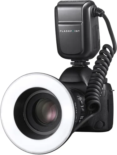 Vista 9 de Flashpoint MF-R76 TTL Macro Ring Flash para cámara Sony, ajuste de potencia, tiempo de reciclaje de 0.1-1s, anillo macro flash de 76 W alimentado