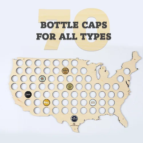 Vista 4 de Mapa con tapas de cerveza, 50 estados